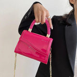Women's Bright Patent Leather Chain Shoulder Crossbody Bag
