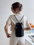 Vintage Crossbody Shoulder Bag Soft Leather Bucket Backpack