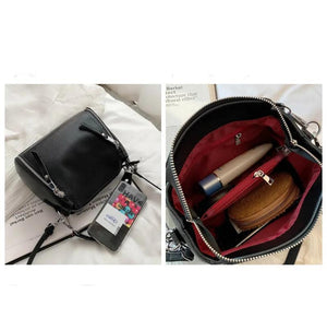 Leather Crossbody Shoulder Bag Bucket Tote Handbag for Women