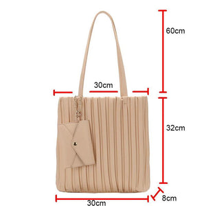 Pleated PU Leather Shoulder Bag with Wallet HPS1014