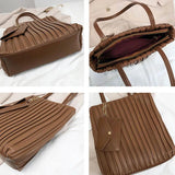Pleated PU Leather Shoulder Bag with Wallet HPS1014