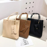 Pleated PU Leather Shoulder Bag with Wallet HPS1014