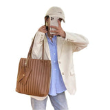 Pleated PU Leather Shoulder Bag with Wallet HPS1014