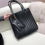 Pleated PU Leather Shoulder Bag with Wallet HPS1014