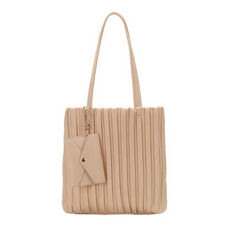Pleated PU Leather Shoulder Bag with Wallet HPS1014