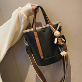 Women's PU Leather Bucket Bag Casual Crossbody Shoulder Handbag