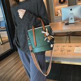 Women's PU Leather Bucket Bag Casual Crossbody Shoulder Handbag