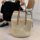 Women's Large Rattan Straw Beach Bag Tote Handbag