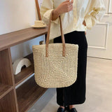 Women's Large Rattan Straw Beach Bag Tote Handbag