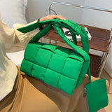 Plaid Cotton Crossbody Bag for Women Warm Soft Handbag Tote