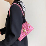 Leather Underarm Shoulder Bags Beading Chain Handbags Flap Crossbody Bags