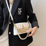 Leather Underarm Shoulder Bags Beading Chain Handbags Flap Crossbody Bags
