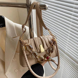 Leather Underarm Shoulder Bags Beading Chain Handbags Flap Crossbody Bags