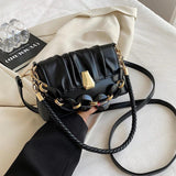 Leather Underarm Shoulder Bags Beading Chain Handbags Flap Crossbody Bags