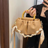 Soild Folds Leather Shoulder Crossbody Bag Women's Tote SG386