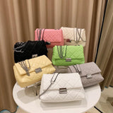 Quilted PU Leather Crossbody Bag Women Chain Shoulder Small Handbag