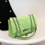 Quilted PU Leather Crossbody Bag Women Chain Shoulder Small Handbag