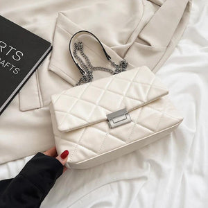 Quilted PU Leather Crossbody Bag Women Chain Shoulder Small Handbag