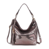Vintage Serpentine Leather Women Handbag Big Shoulder Bag