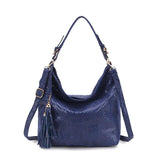 Vintage Serpentine Leather Women Handbag Big Shoulder Bag