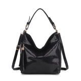 Vintage Serpentine Leather Women Handbag Big Shoulder Bag