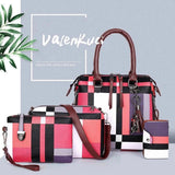 High Women Plaid Tassel Bag Female Summer Beach Bags 4pcs/set Composite Bags