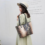 Serpentine Composite Women Bag Handbag Big Shoulder Bags Female Snake Print Tote