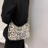 Chain Plush Shoulder Messenger Bag Casual Adjustable Strap