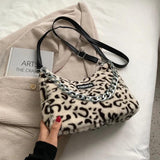 Chain Plush Shoulder Messenger Bag Casual Adjustable Strap