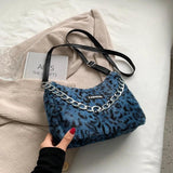 Chain Plush Shoulder Messenger Bag Casual Adjustable Strap