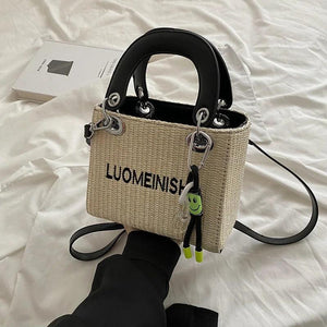 Straw Shoulder Bag Small Crossbody Beach Handbag