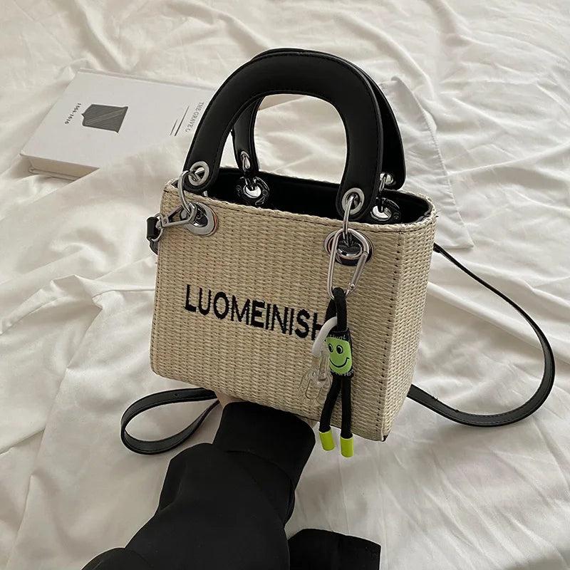 Straw Shoulder Bag Small Crossbody Beach Handbag