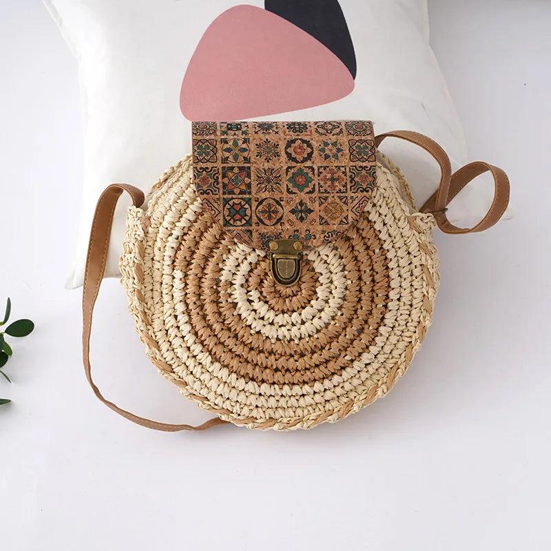 Ethnic Style Straw Crossbody Bag for Women
