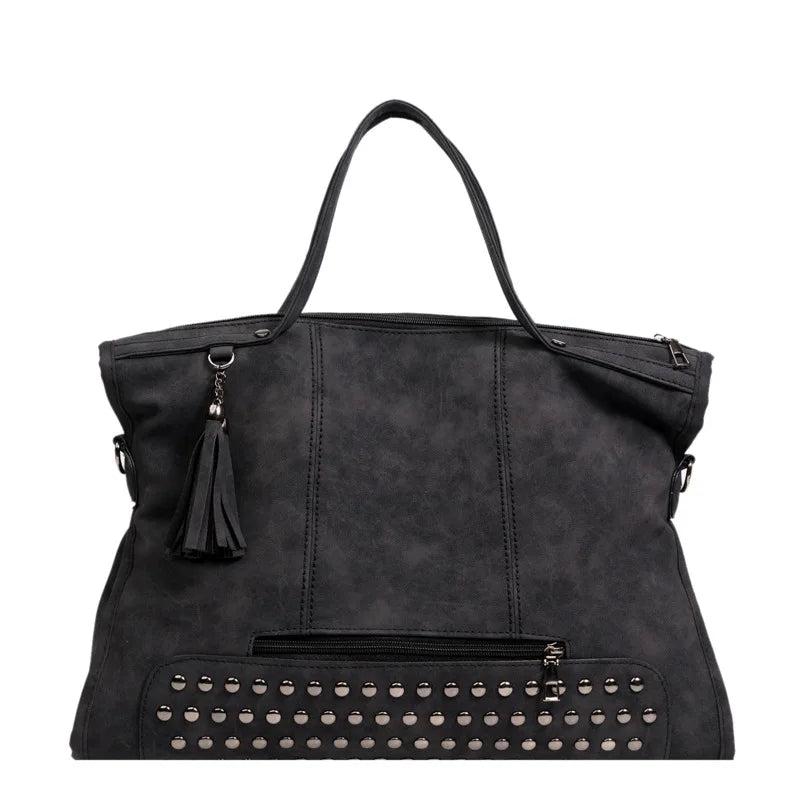 Vintage Rivet Handbags Large Capacity Tote Bags Shopper Female Shoulder Bag