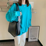 Women Casual Solid Large Capacity Bucket Bags PU Leather Messenger Bags
