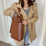 Women Casual Solid Large Capacity Bucket Bags PU Leather Messenger Bags