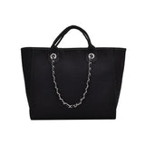 Canvas Chains Handbag Causal Shoulder Tote Bag Solid