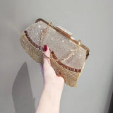 Women's Diamond Tassel Clutch Purse Party Bag Top Handle Evening Bags