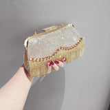 Women's Diamond Tassel Clutch Purse Party Bag Top Handle Evening Bags