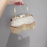 Women's Diamond Tassel Clutch Purse Party Bag Top Handle Evening Bags