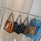 Retro Winter Bucket PU Leather Crossbody Shoulder Bags for Women