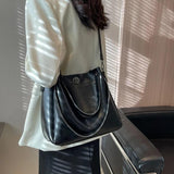 Retro Winter Bucket PU Leather Crossbody Shoulder Bags for Women