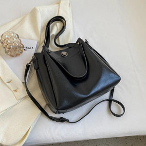 Retro Winter Bucket PU Leather Crossbody Shoulder Bags for Women