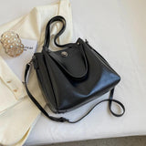Retro Winter Bucket PU Leather Crossbody Shoulder Bags for Women