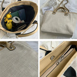 Canvas Big Work Tote Handbags Chain Female Shoulder Bags