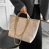 Canvas Big Work Tote Handbags Chain Female Shoulder Bags