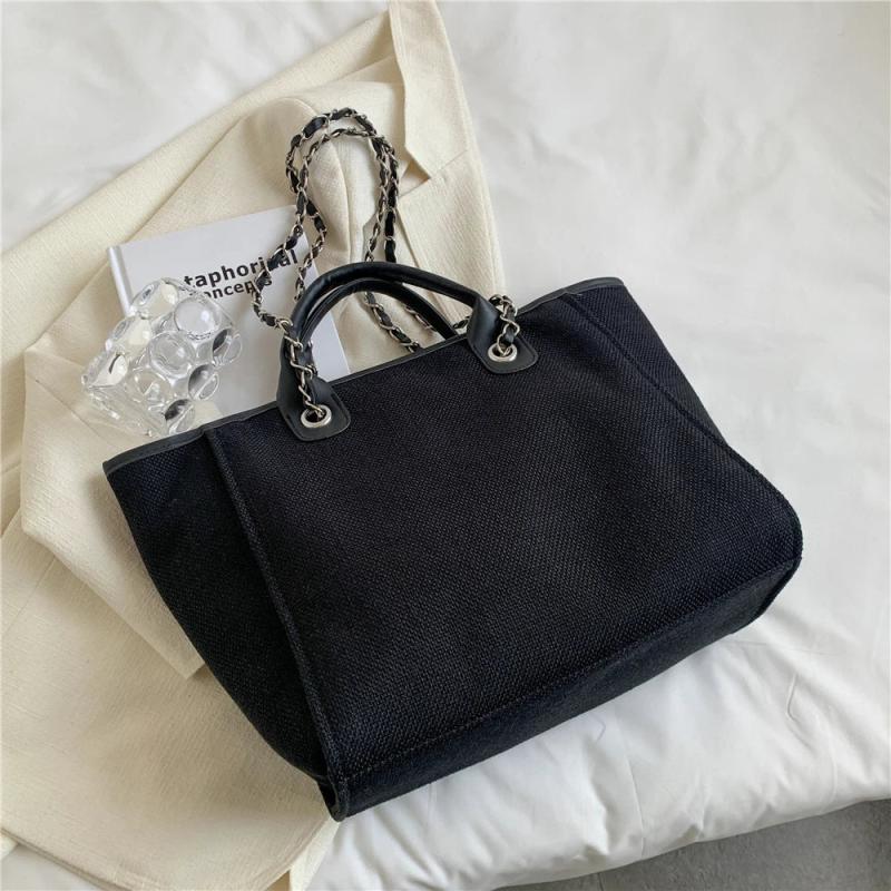 Canvas Big Work Tote Handbags Chain Female Shoulder Bags