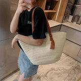 Casual Women Tassel Straw Shoulder Bags Ladies Woven Handbags