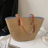 Casual Women Tassel Straw Shoulder Bags Ladies Woven Handbags