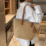 Casual Women Tassel Straw Shoulder Bags Ladies Woven Handbags